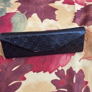 Gucci Eye Glass Case Foldable Brown LOGO Trifold Case.  CASE ONLY